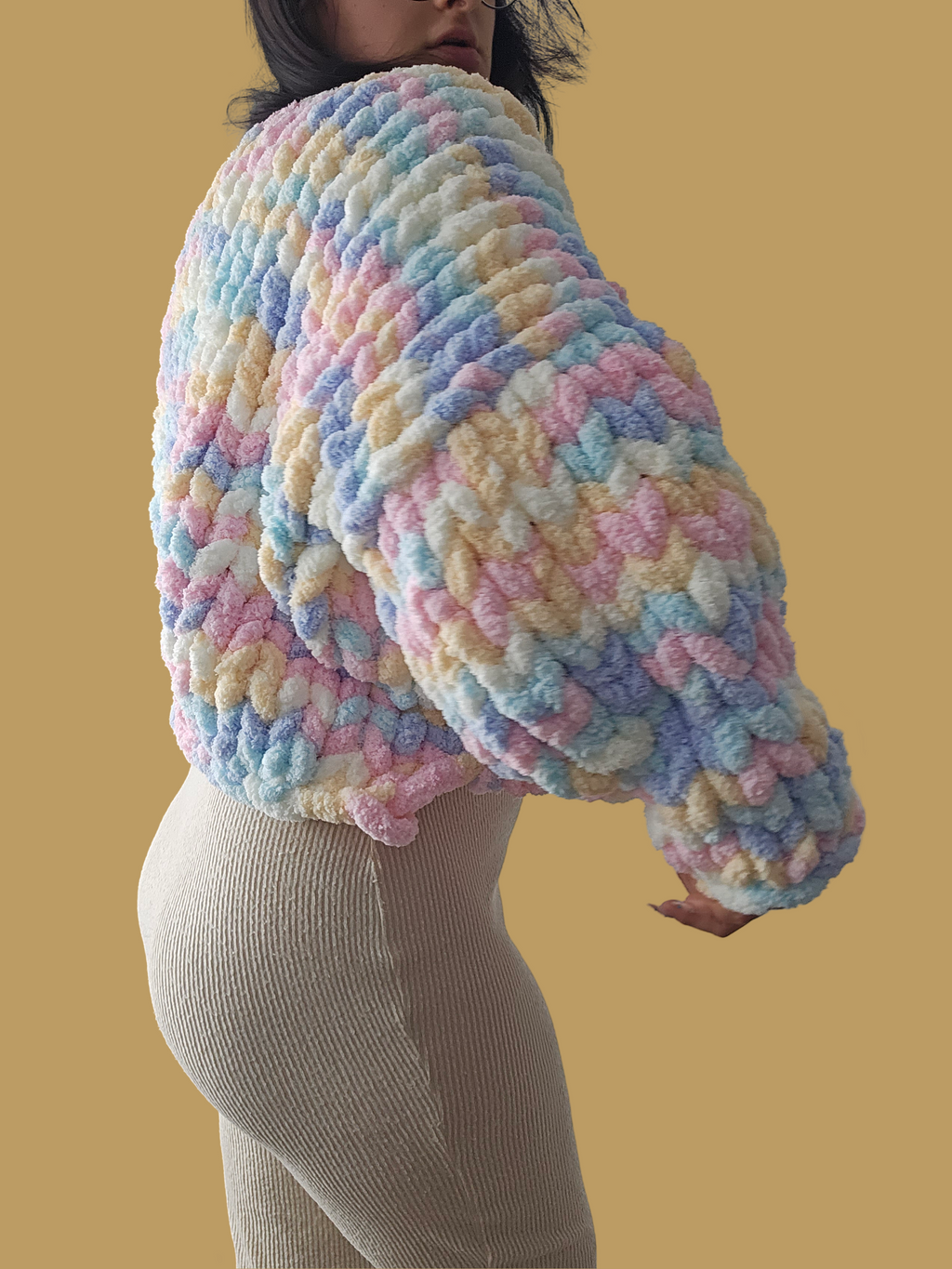 Bunter Cardigan Marshmallow – Handgestrickt & Einzigartig - Velyna Bags