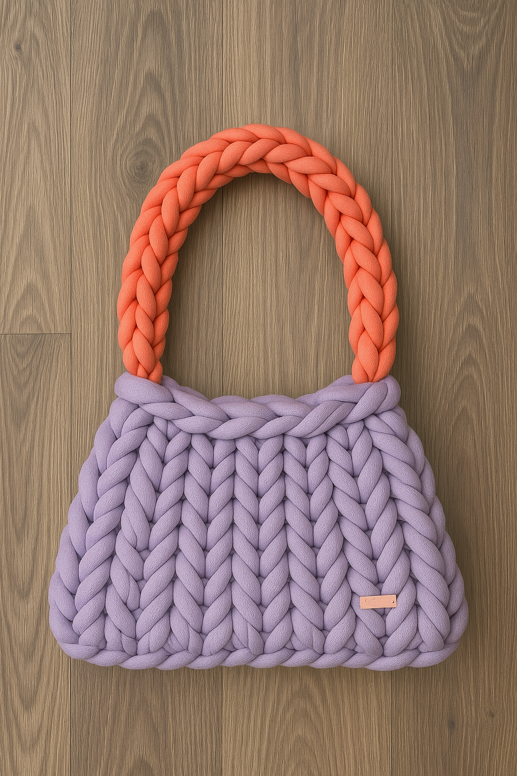 🪻Chunky Knit Handtasche "Lavender Coral" – Handgemacht in Deutschland - Velyna Bags