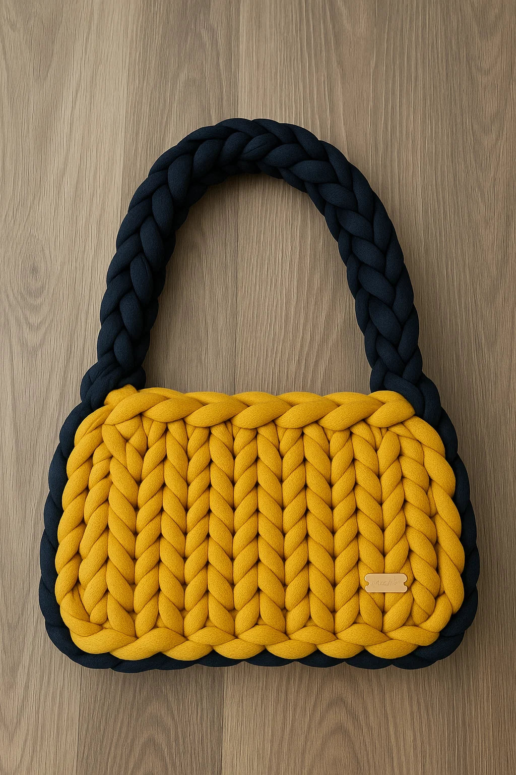 🍯✨ Chunky Knit Handbag "Sunny Twist" - Velyna Bags