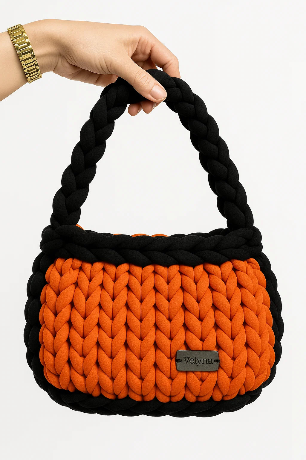🌞 Chunky Yarn Handtasche - Sunset Chic - Velyna Bags