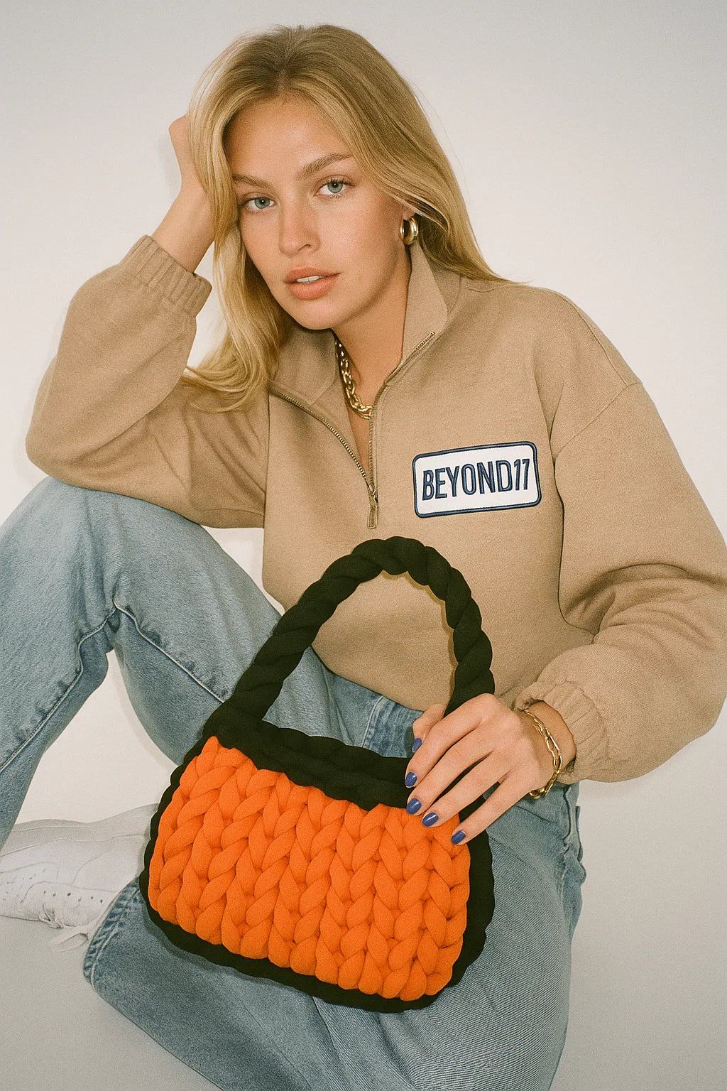 🌞 Chunky Yarn Handtasche - Sunset Chic - Velyna Bags