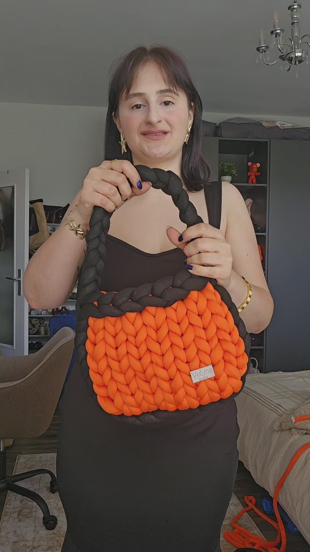 🌞 Chunky Yarn Handtasche - Sunset Chic